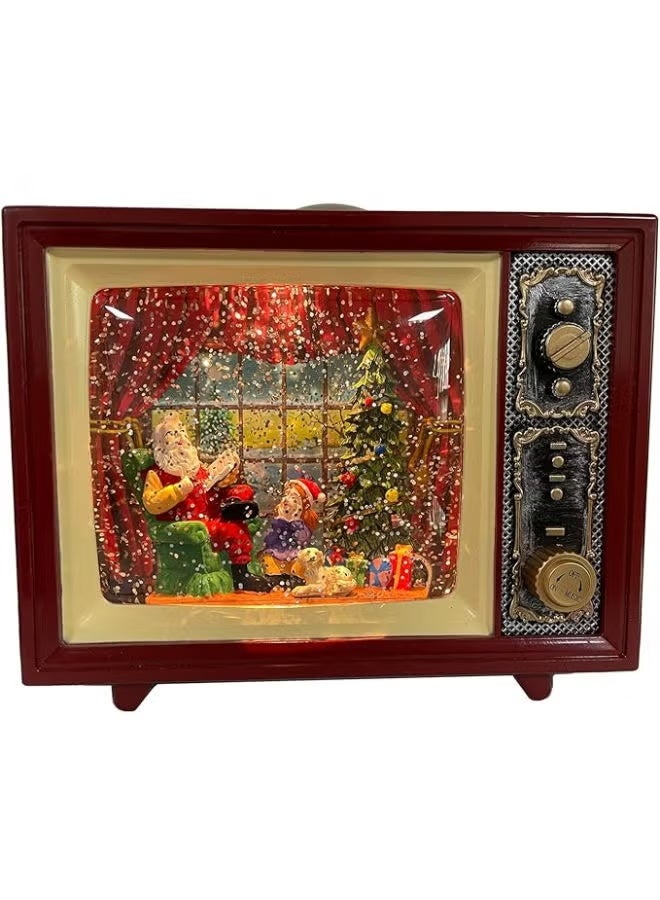 مشهد سانتا الموسيقي المضيء لعطلة نهاية الأسبوع، كرة مائية دوارة، تلفزيون - Image 2